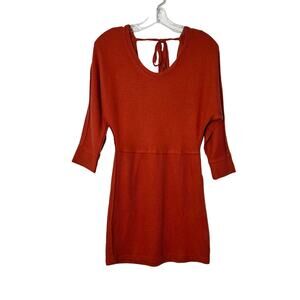 UO Kimchi Blue Long Sleeve Ribbed Minidress Burnt Orange XS